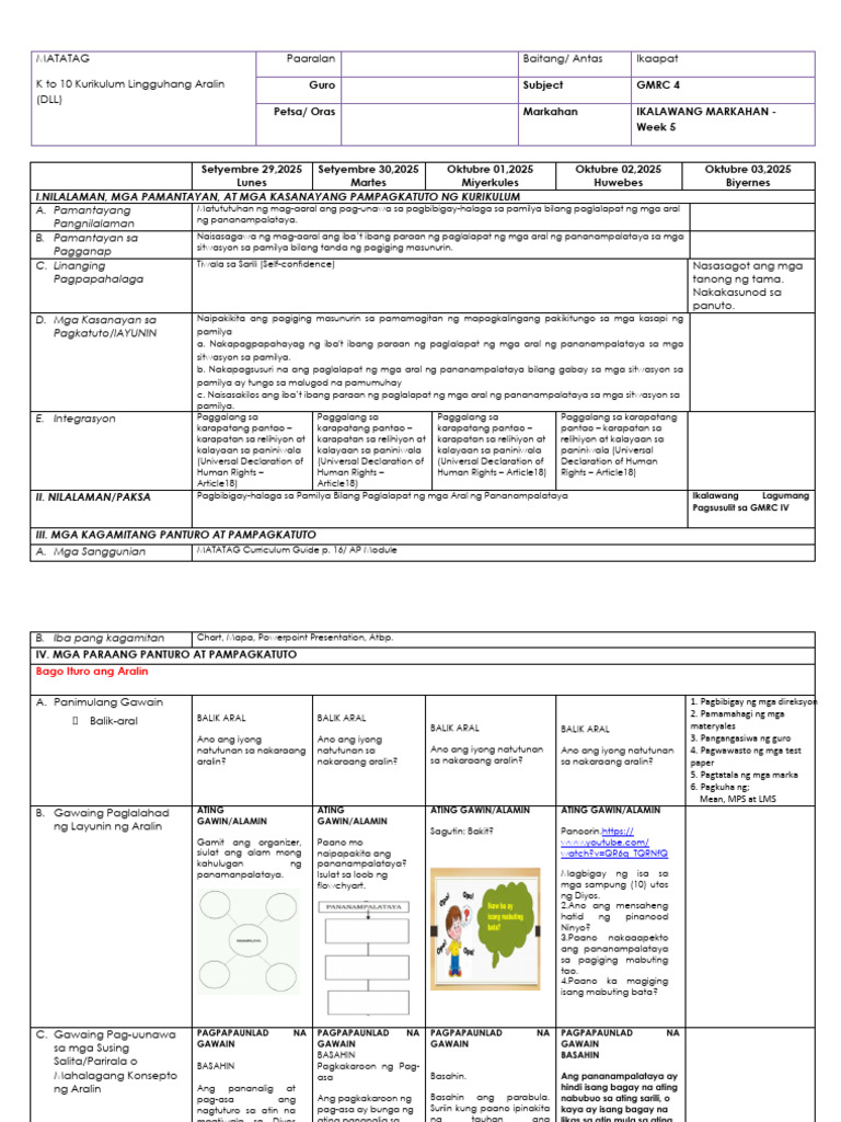 DLL GMRC G4 Q2 W5 | PDF