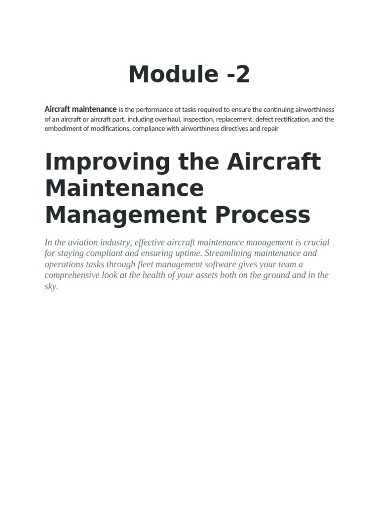 Aircraft Maintenance Management Guide | PDF | Aviation | Aircraft