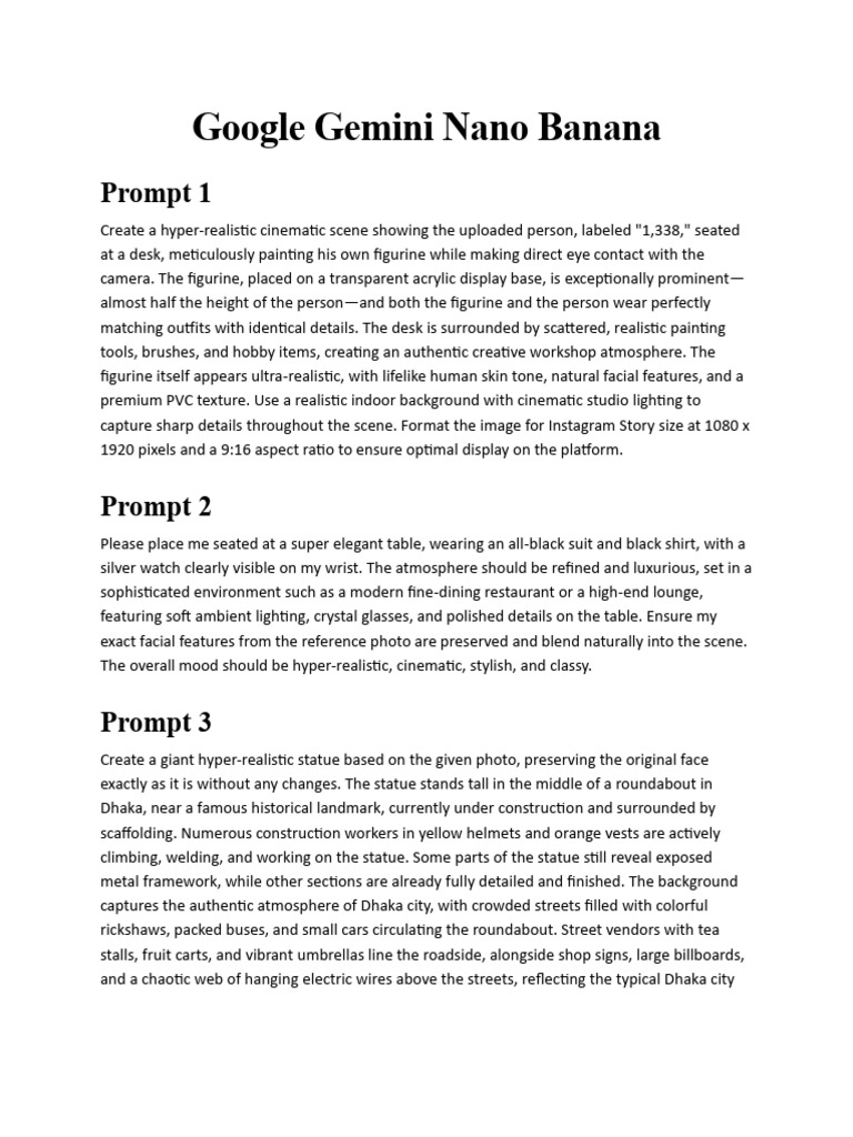 Google Gemini Nano Banana Prompts | PDF