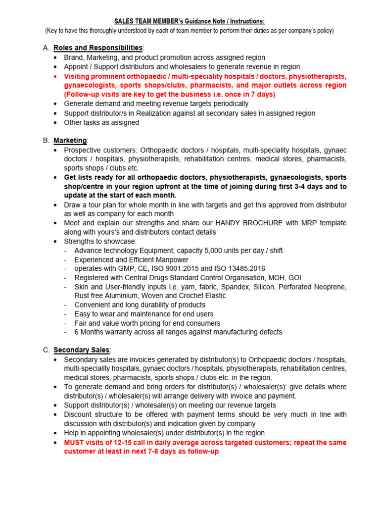 Sales Guidance Note 2024 | PDF | Business