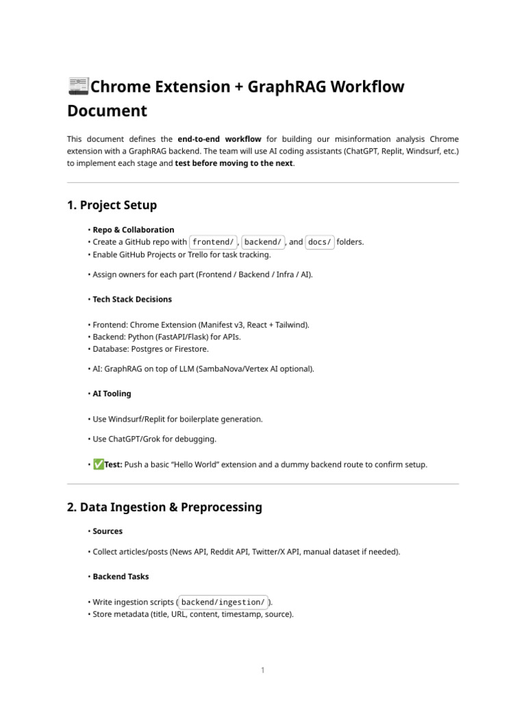 Misinformation Analysis Chrome Extension Workflow | PDF | Software ...