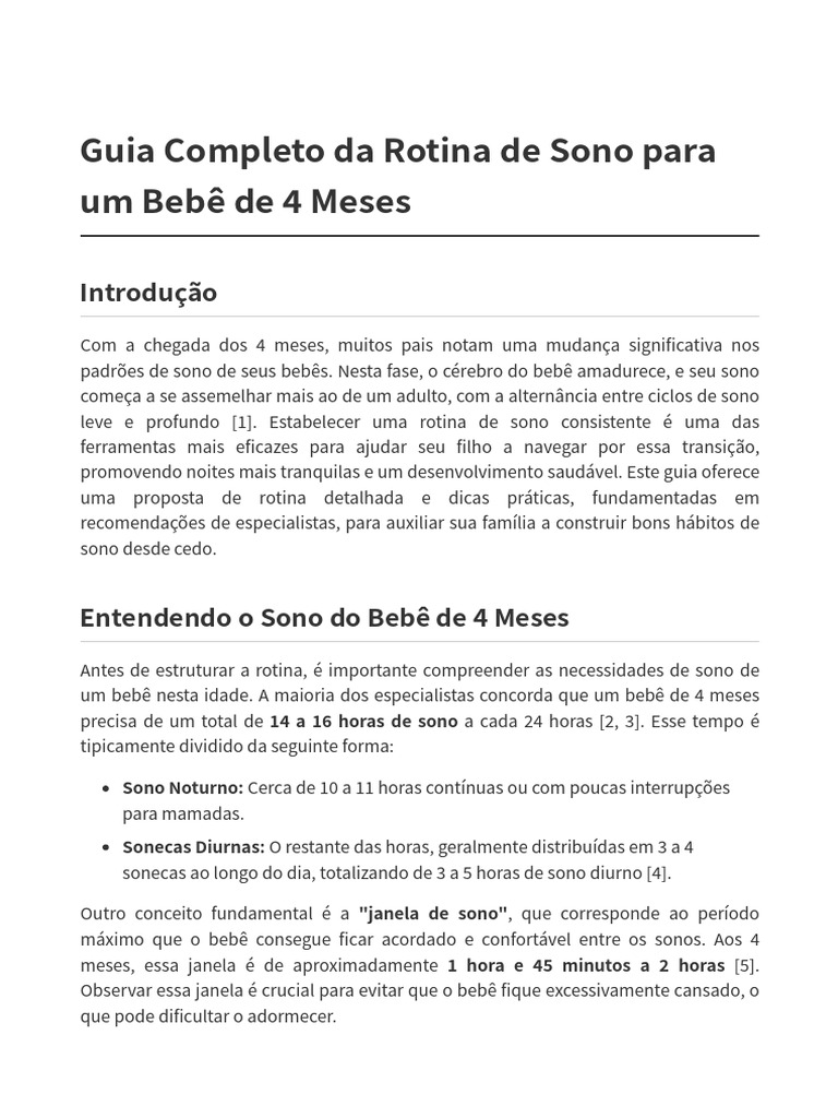 Rotina De Sono Para Beb De 4 Meses PDF Dormir Beb s