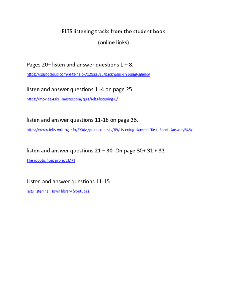 IELTS Listening Practice Links | PDF