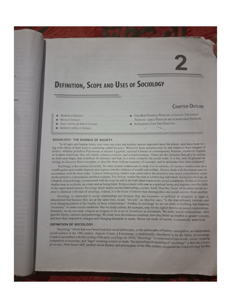 Definition and Scope of Sociology | PDF