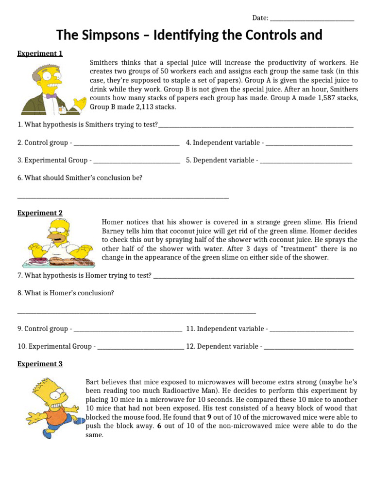 Homer’s Experiment with Coconut Juice | PDF | Experiment | Television ...
