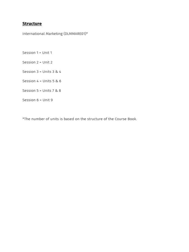 International Marketing Course Structure | PDF
