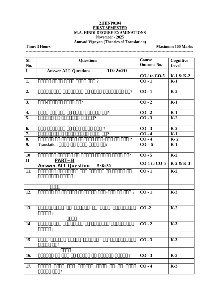 Anuvad OBE - Ques - Pattern 2025 | PDF