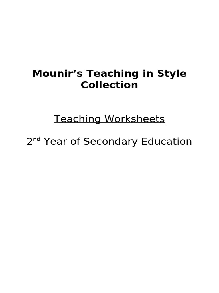 2nd Year Secondary Teaching Worksheets | PDF | Learning ...
