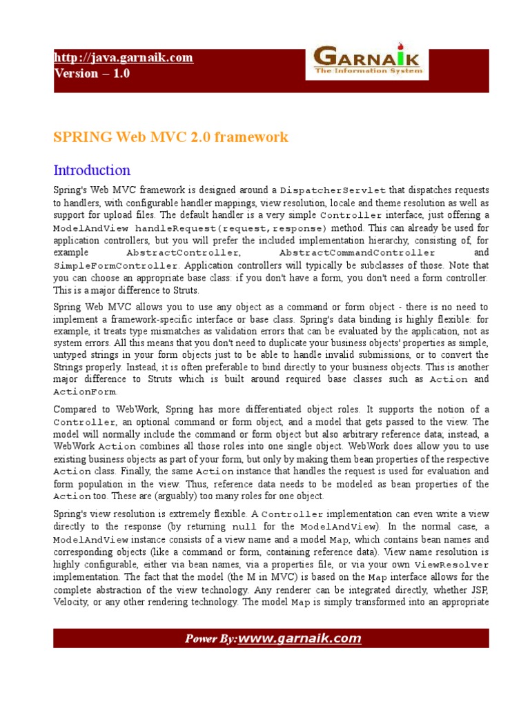 Spring Web MVC Framework Overview | PDF | Spring Framework | Method ...
