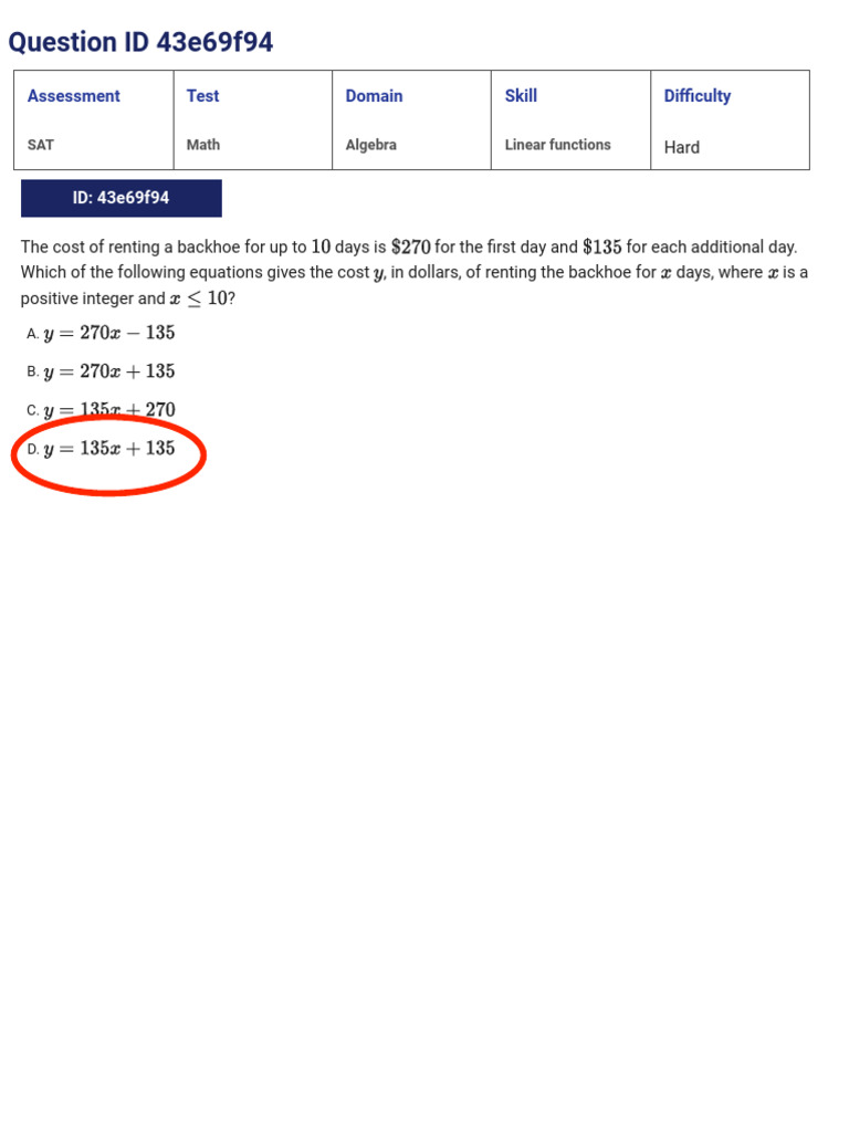 SAT Math Practice: Linear Functions & Equations | PDF | Equations | Sphere