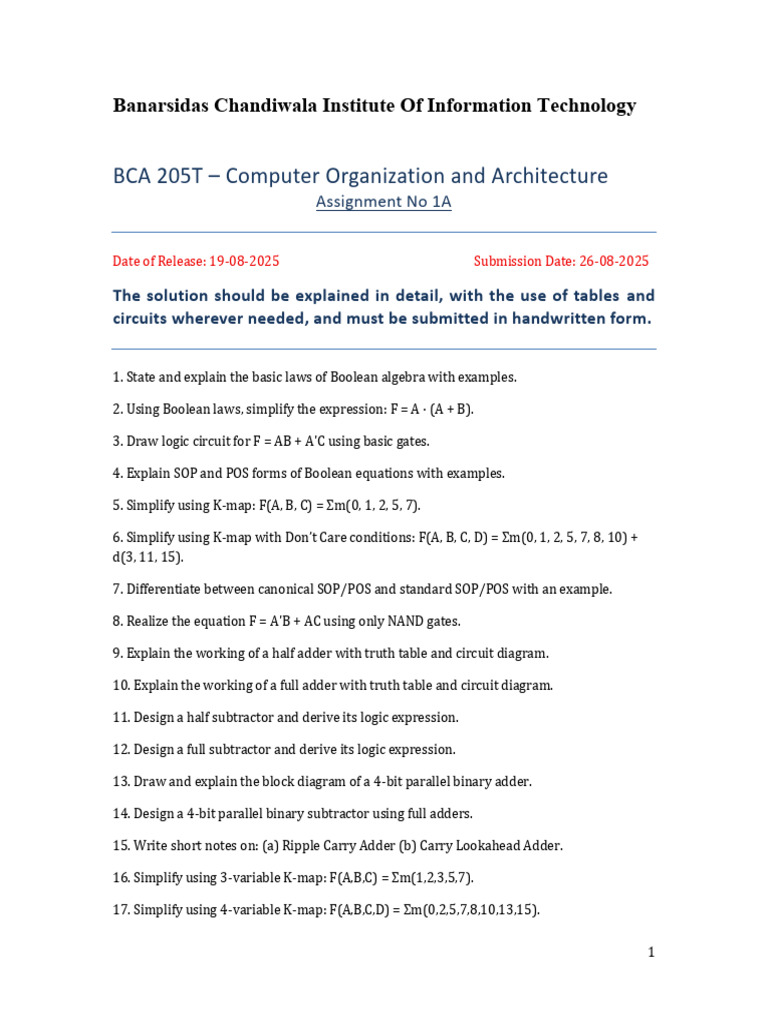 Computer Organization Assignment Guide | PDF | Mathematics ...