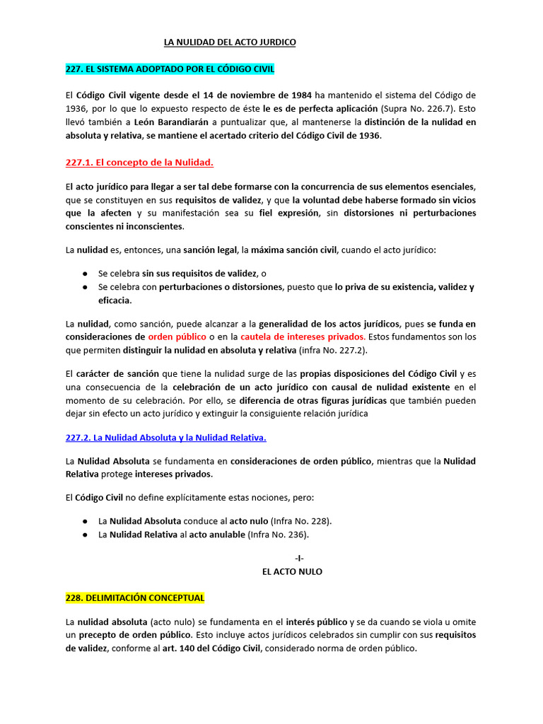 Nulidad del Acto Jurídico en el Código Civil | PDF | Nulo (ley) | Ley ...