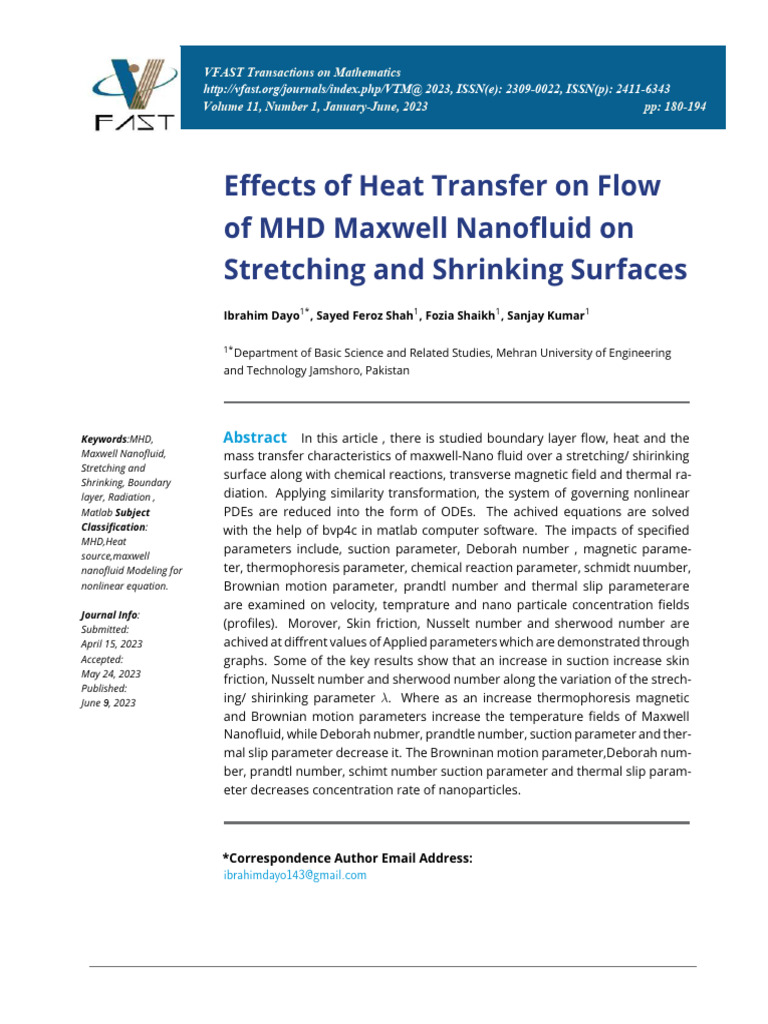 MHD Maxwell Nanofluid Flow Analysis | PDF | Fluid Dynamics | Boundary Layer
