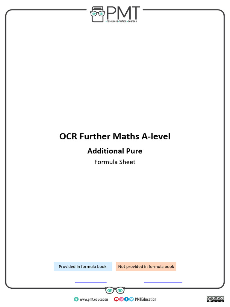A-Level Further Maths Formula Sheet | PDF | Recurrence Relation | Sequence