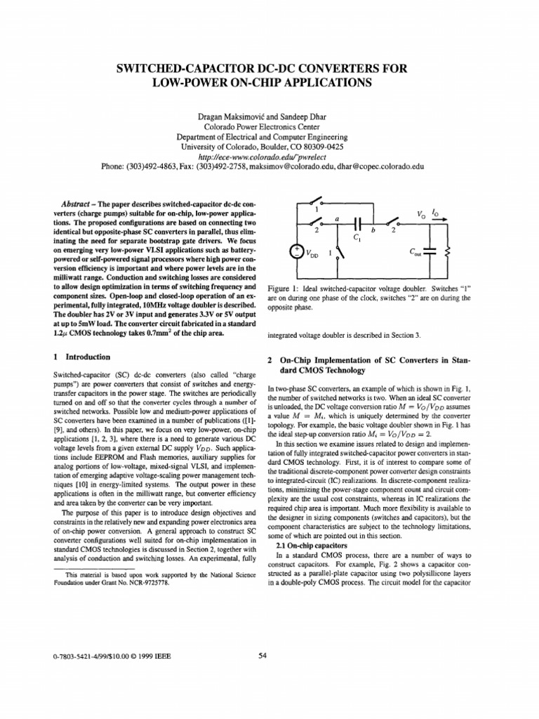 Switchedcapacitor DCDC Converters For Lowpower Onchip Applicatio | PDF ...