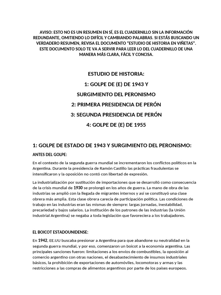Historia del Peronismo en Argentina | PDF | Economias