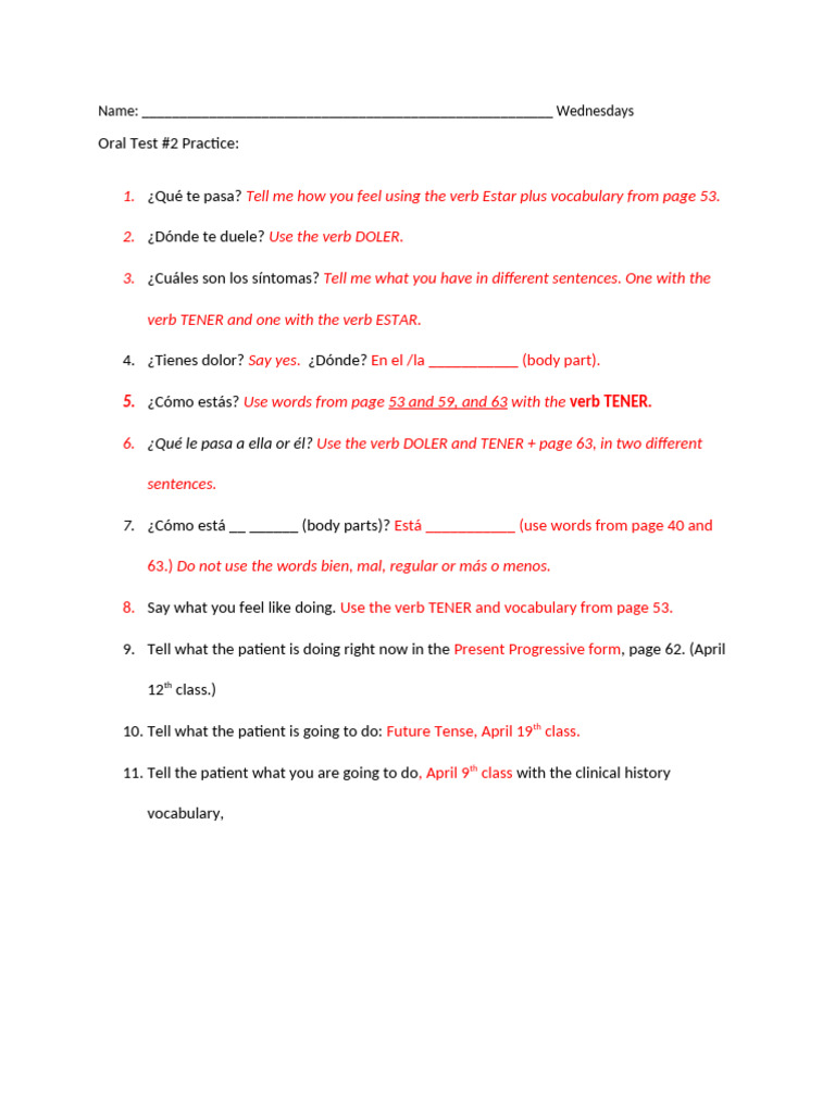 Oral+Test+%232+Practice | PDF