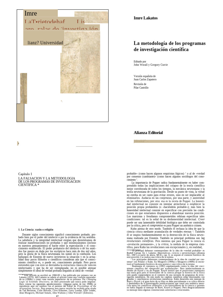 Imre Lakatos - Los Programas de Investigacion Cientifica | PDF | Karl ...