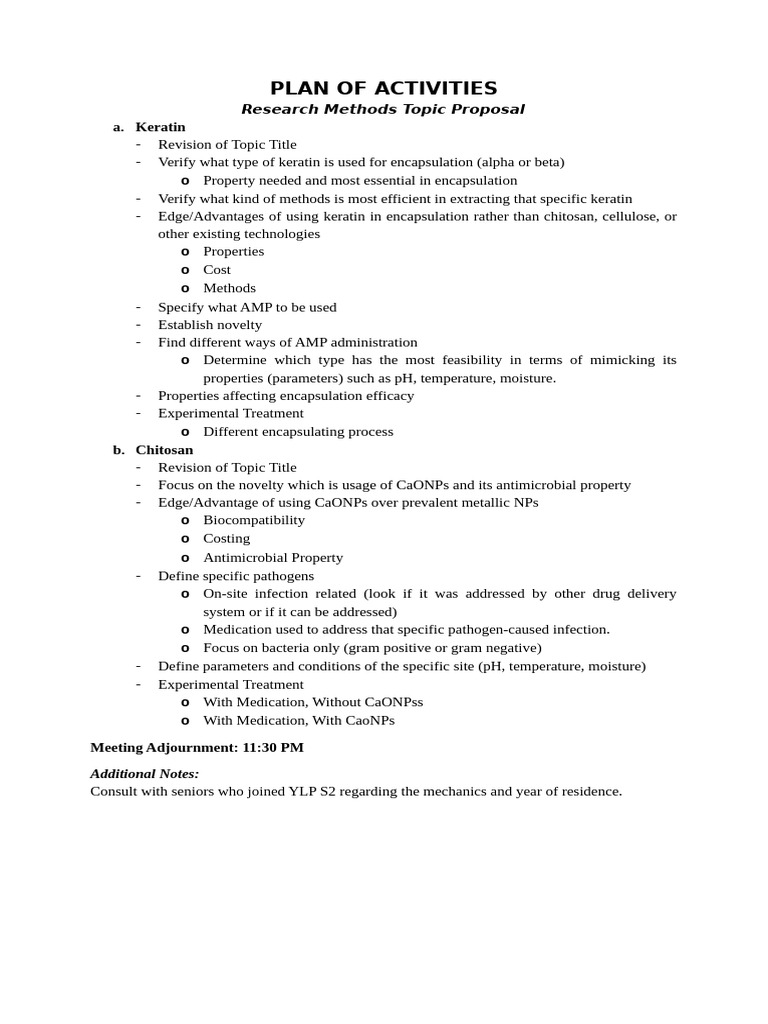 Plan of Activities-Thesis Project Proposal | PDF