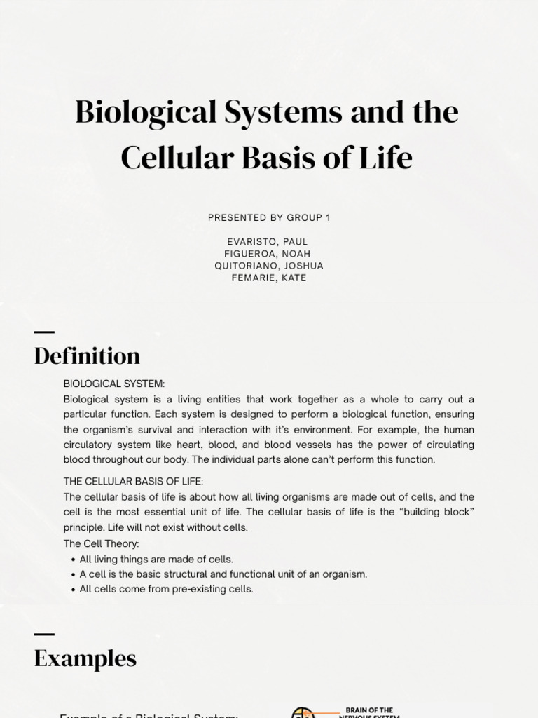 Biological Systems + Cellular Basis of Life | PDF | Cell (Biology ...