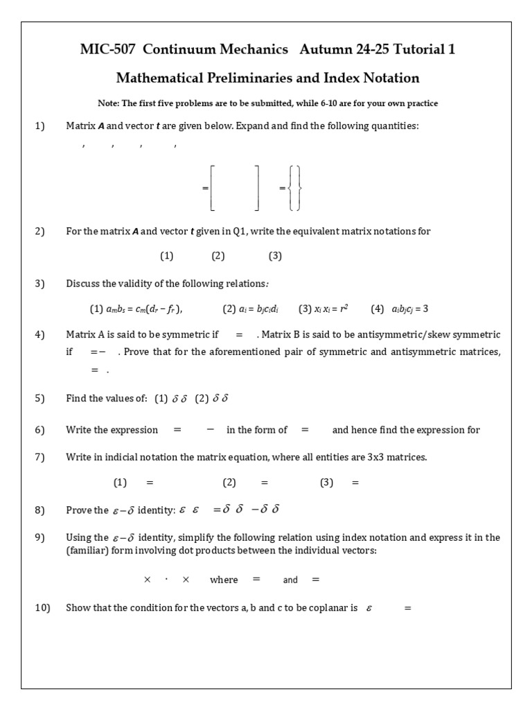 Continuum Mechanics Tutorials 24-25 | PDF | Eigenvalues And ...