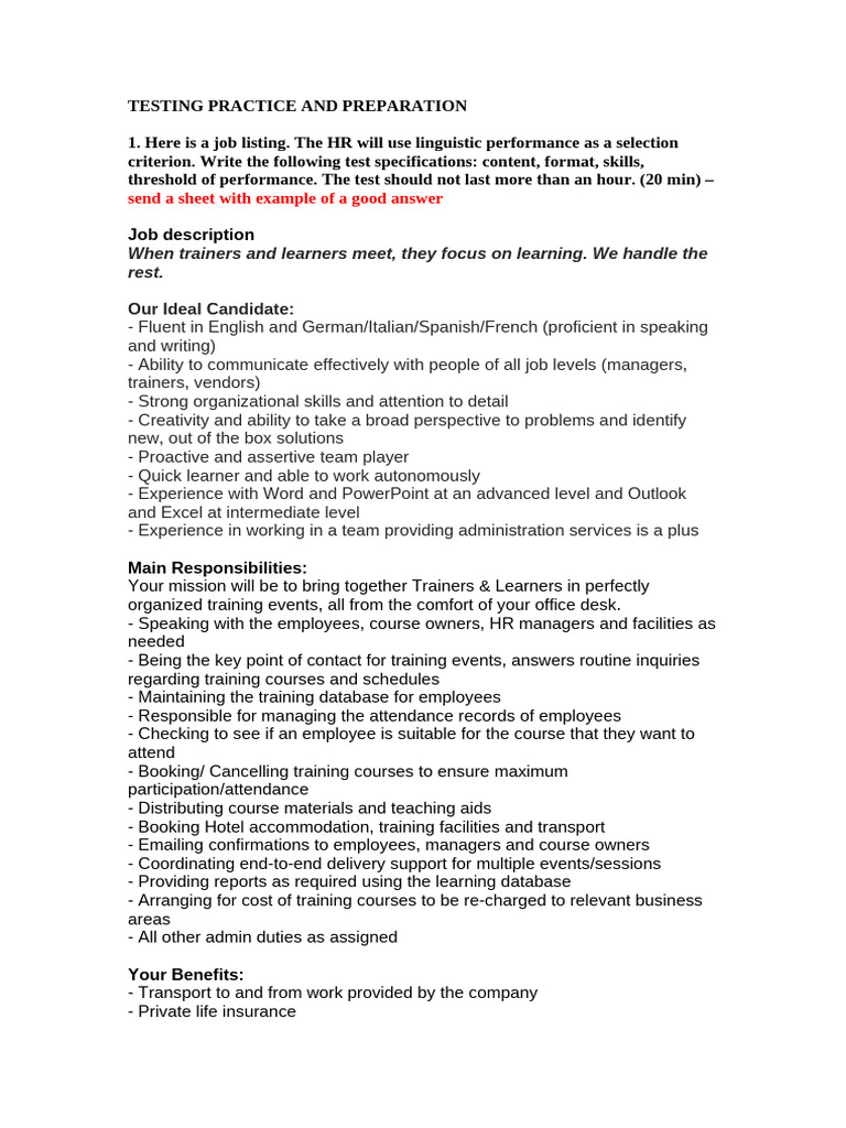 Job Test Prep for Multilingual Candidates | PDF | Vocabulary | Word
