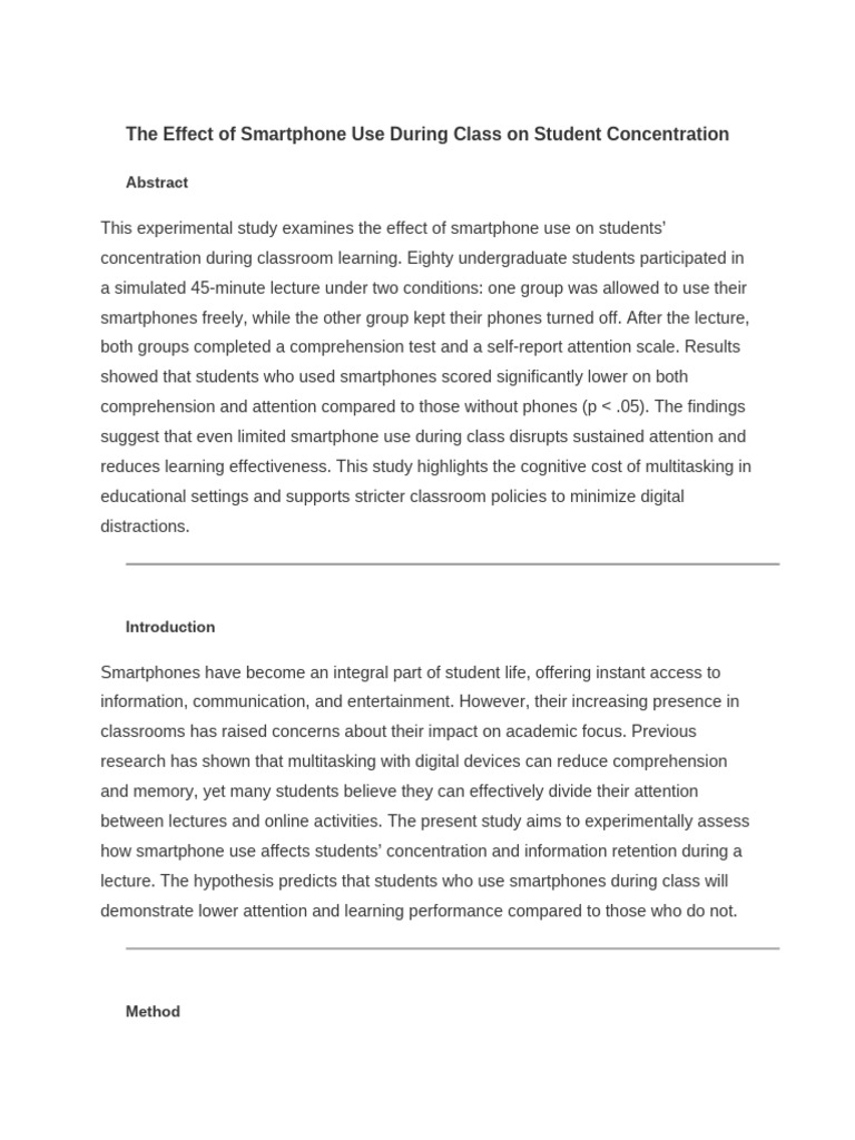 The Effect of Smartphone Use During Class | PDF | Learning | Cognition