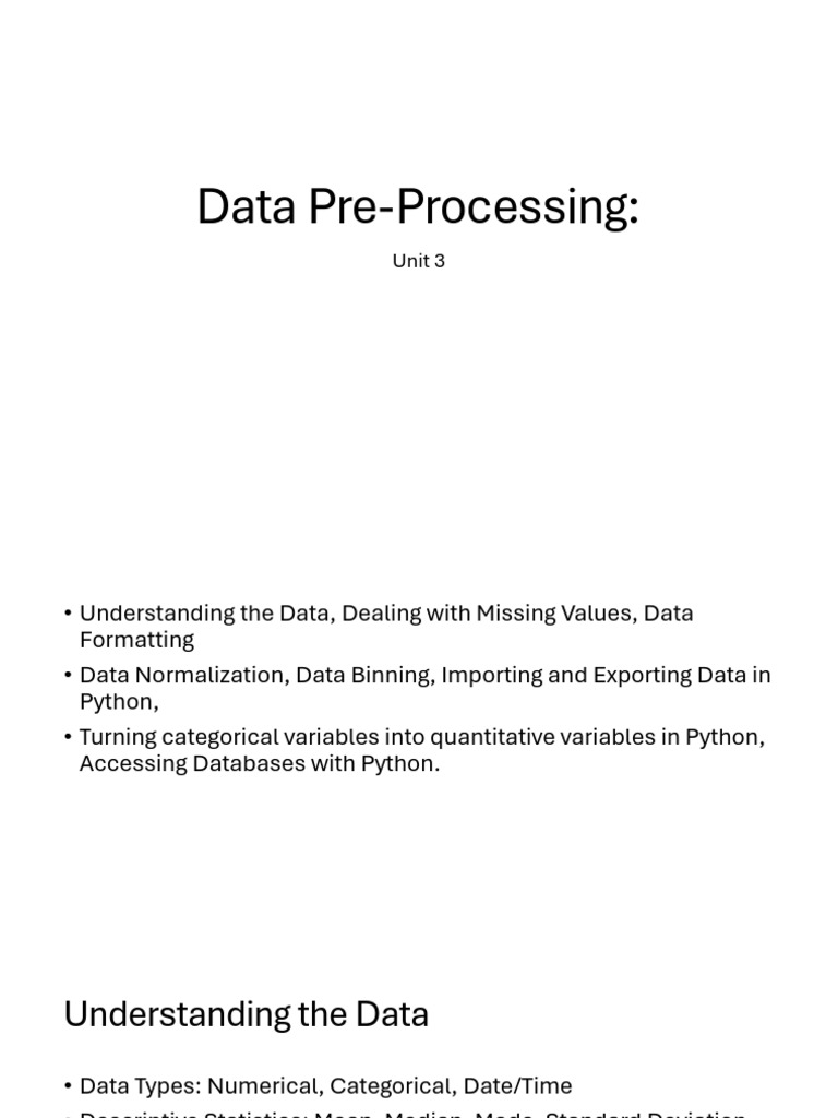 Unit 3 - Data Pre-Processing | PDF