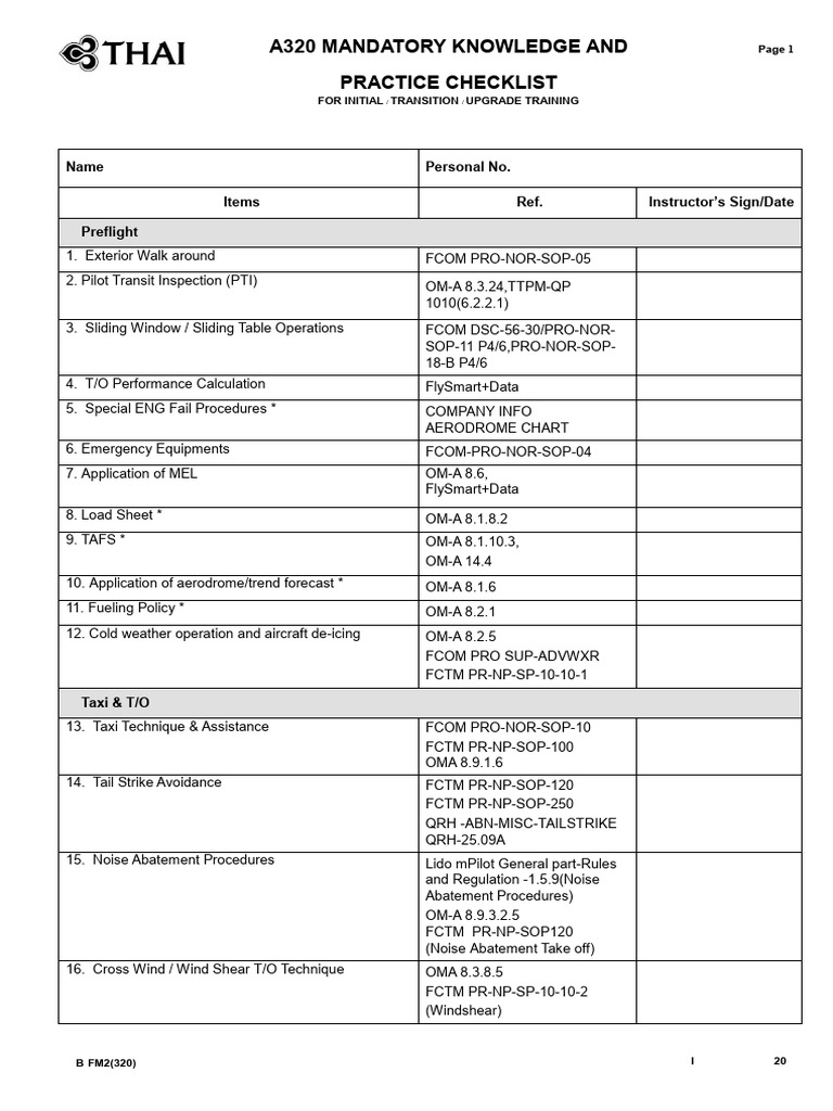 A320 Training Checklist for Pilots | PDF | Aviation Safety | Aircraft