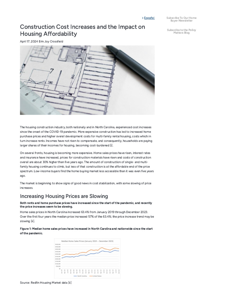 Construction Cost Increases and The Impact On Housing Affordabil | PDF ...