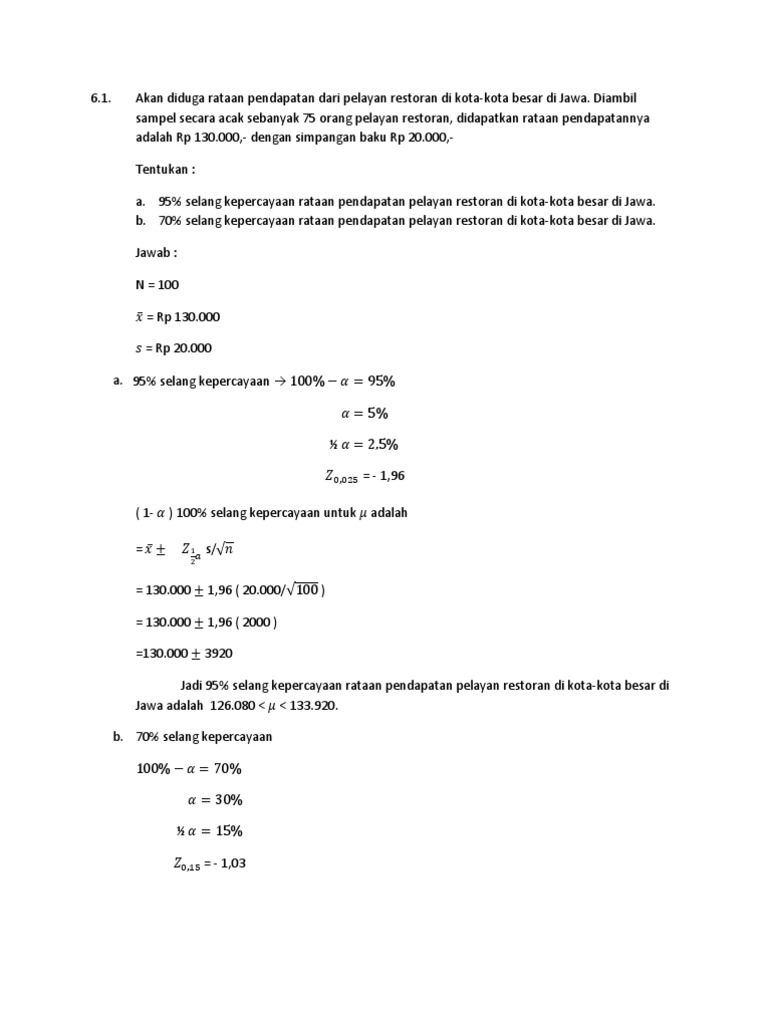 Contoh Soal Dan Pembahasan Statistika ( Pendugaan )