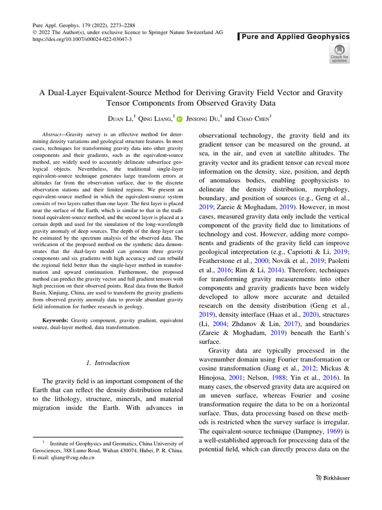 A Dual-Layer Equivalent-Source Method For Deriving Gravity Field Vector ...