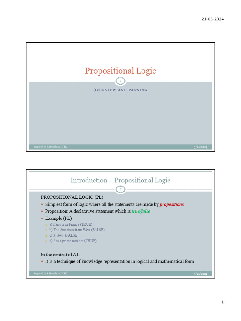 Propositional Logic Overview and Basics | PDF | Argument | Logic