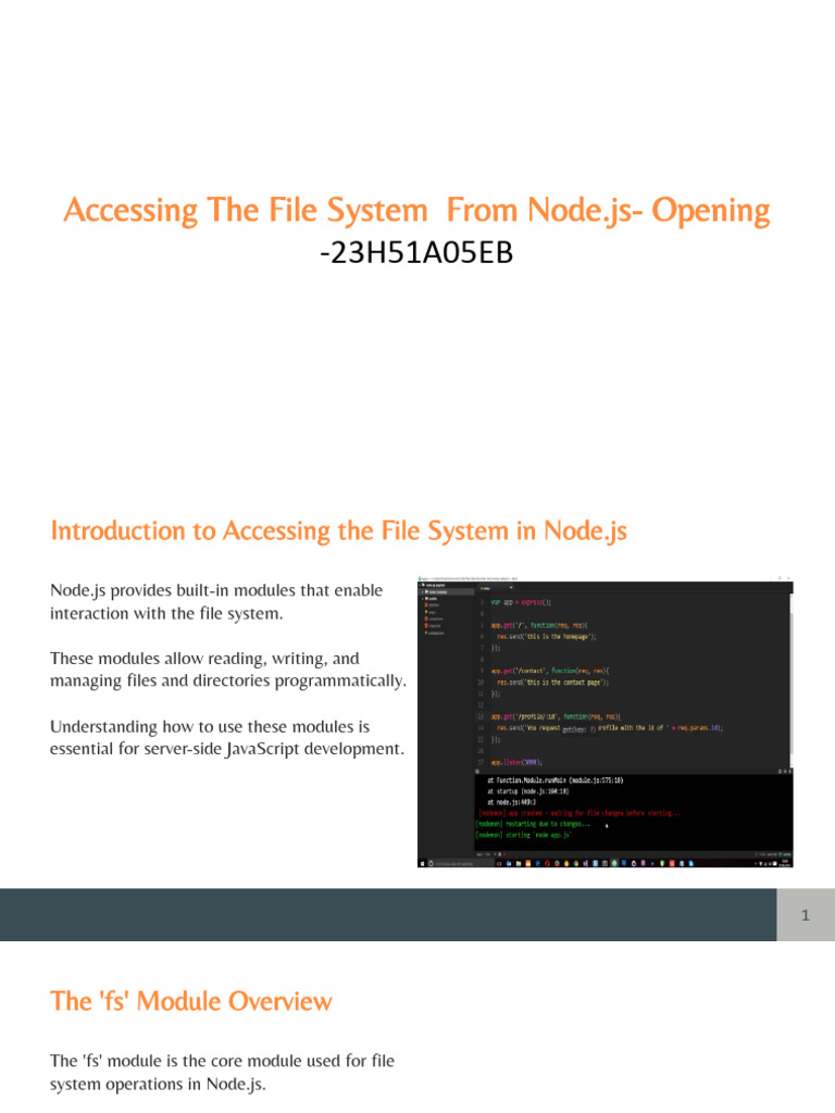 Node.js File System Access Guide | PDF | Computer File | Computer Science