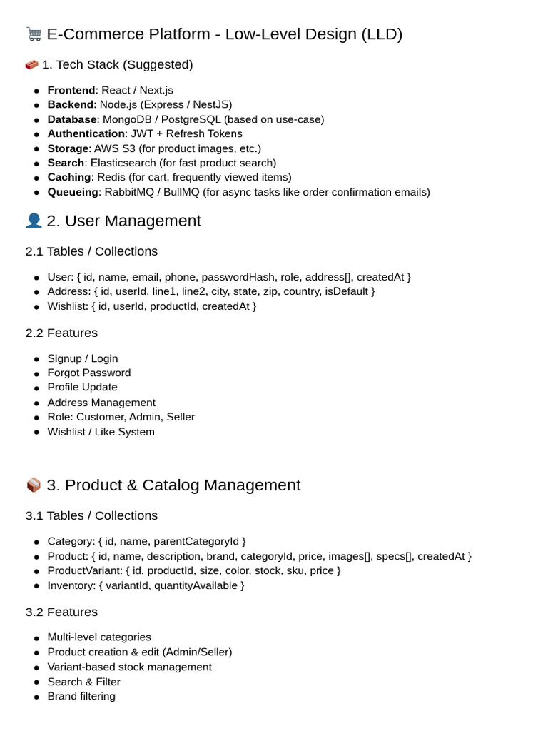 E-Commerce Platform Low-Level Design | PDF | Password | Computing