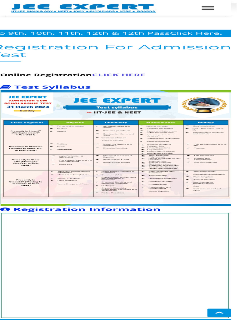 Admission Registration for All Grades | PDF