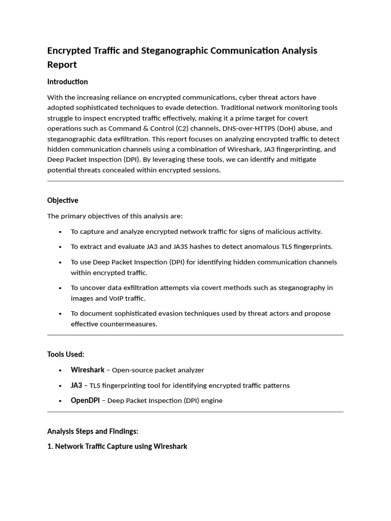 Encrypted Traffic Analysis Report | PDF | Transport Layer Security ...