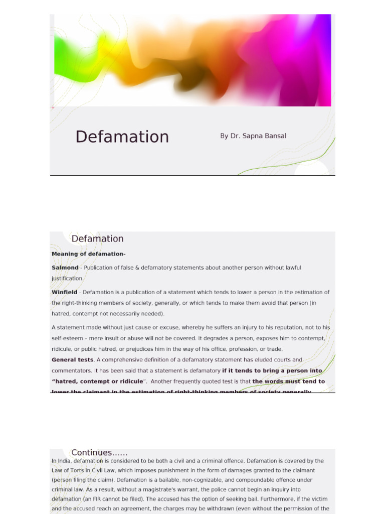 Defamation | PDF