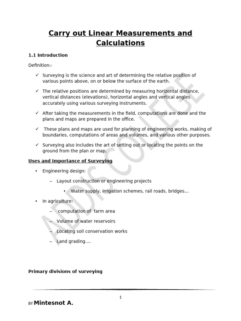 Linear Measurement and Surveying Basics | PDF | Surveying