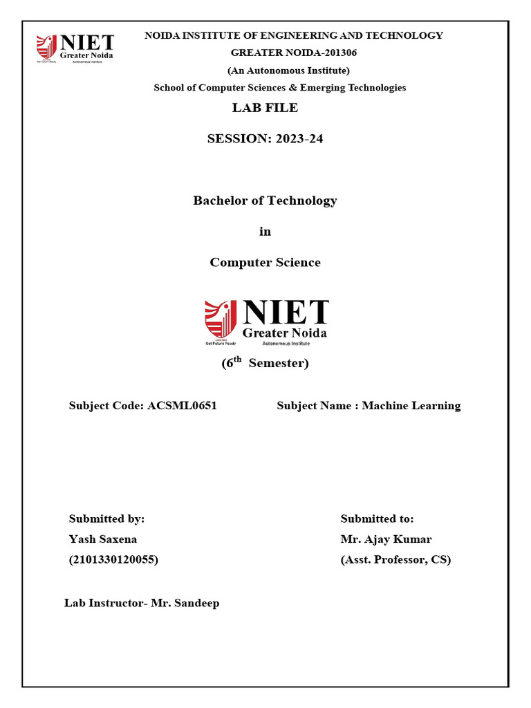 ML Lab Front | PDF