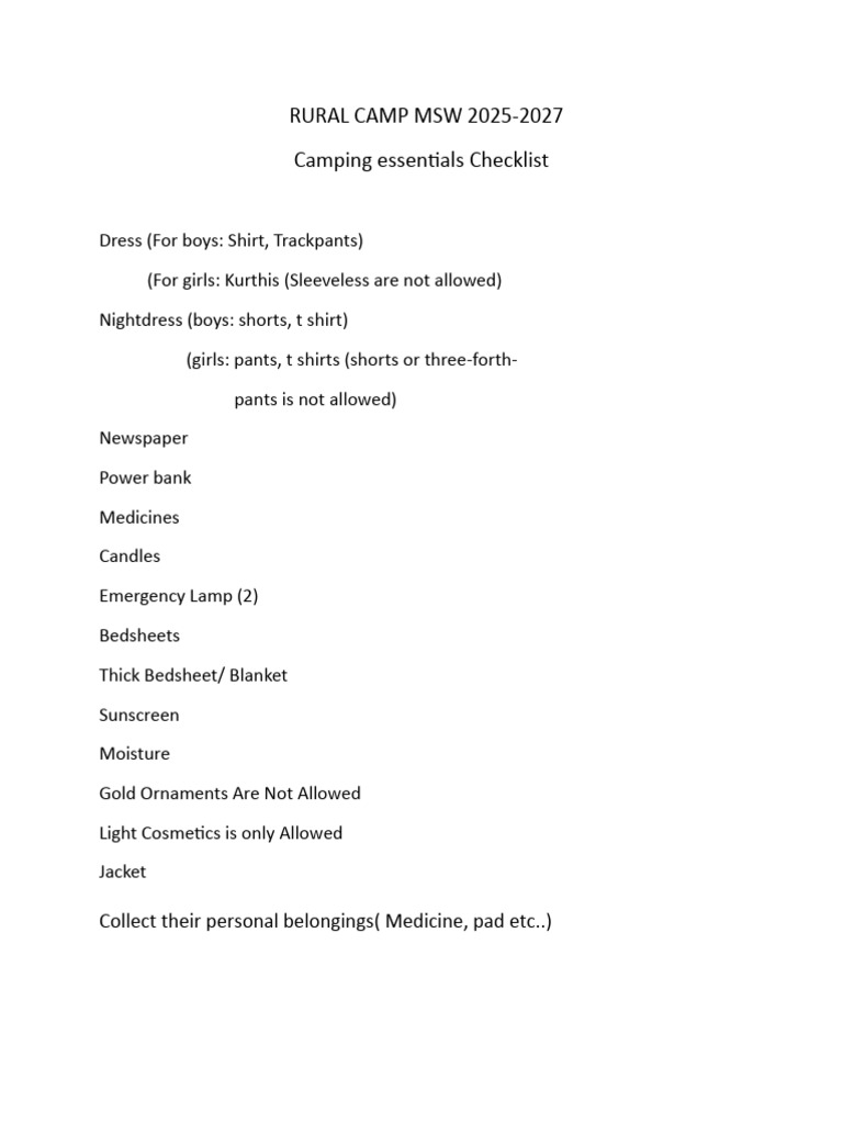 Rural Camp MSW 2025 | PDF