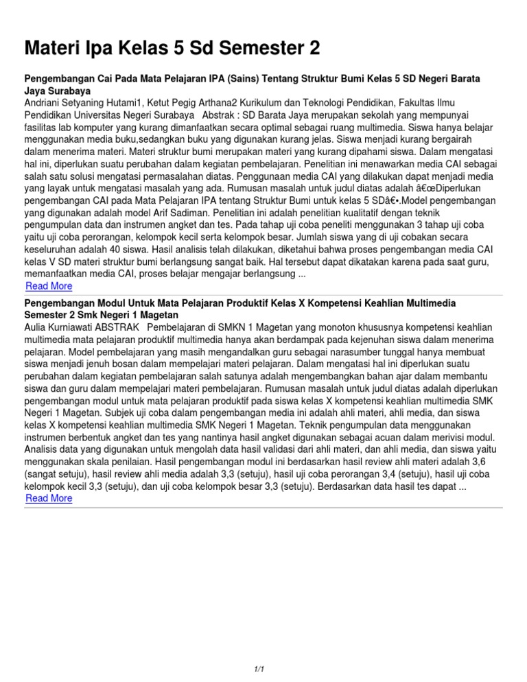 Materi Ipa Kelas 5 Sd Semester 2