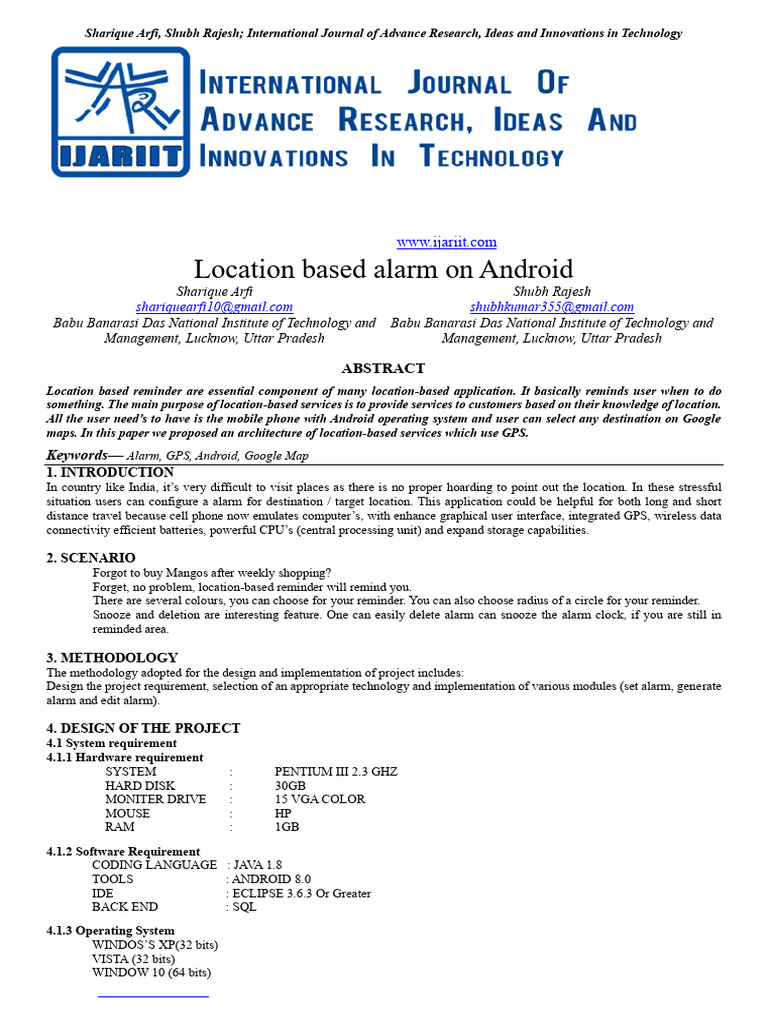 Location Based Alarm On Android | PDF | Location Based Service ...