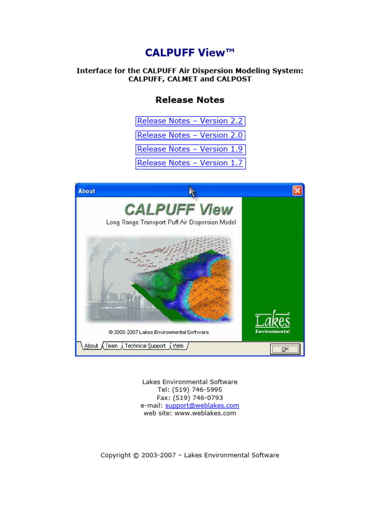 CALPUFF View™ Version 2.2 Release Notes | PDF | Computing