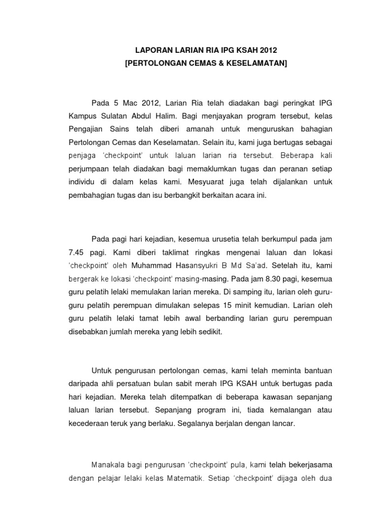 Laporan Larian Ria | PDF