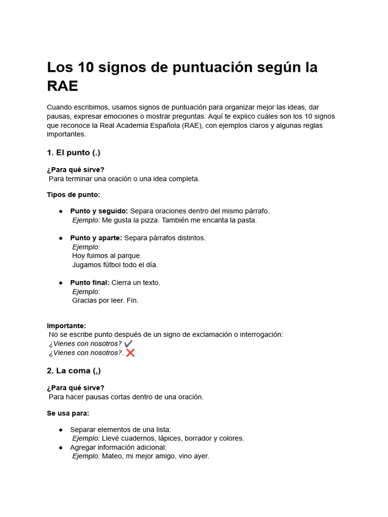 Signos de puntuación según la RAE | PDF | Coma | Puntuación