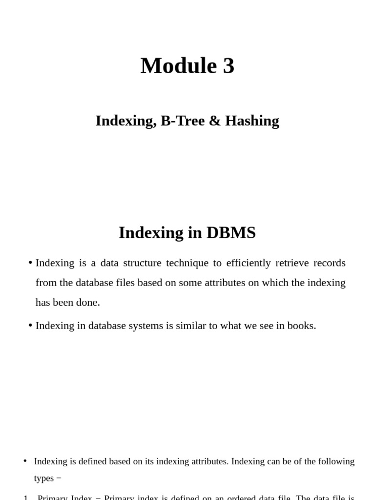 Indexing, B-Tree & Hashing in DBMS | PDF | Database Index | Computing