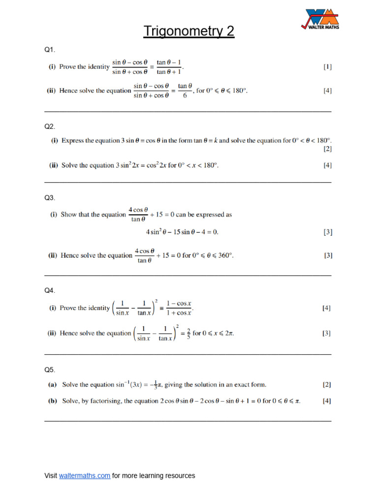 Trigonometry 2 Study Guide | PDF