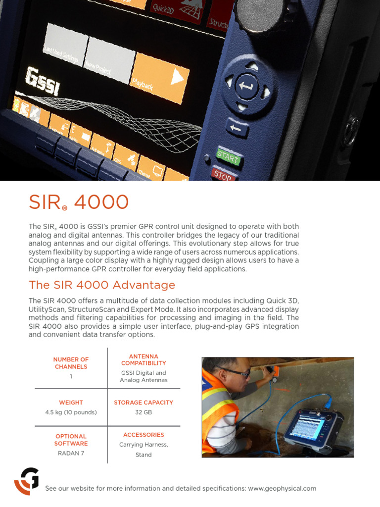 GSSI SIR 4000 GPR Control Unit Overview | PDF | Geophysical Survey ...