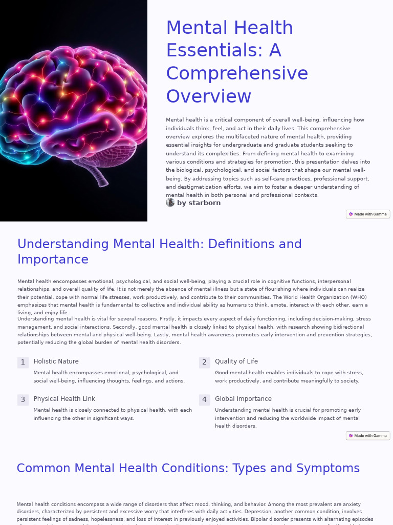 Comprehensive Mental Health Overview | PDF | Mental Health | Mental ...